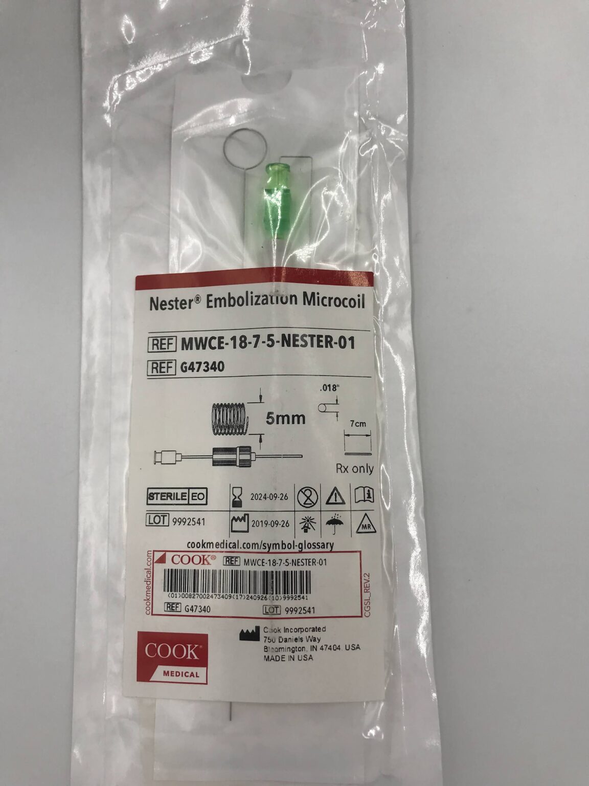 Nester Instruments COOK G47340 Nester Embolization Microcoil 5mm x 7cm (X) - GB TECH USA