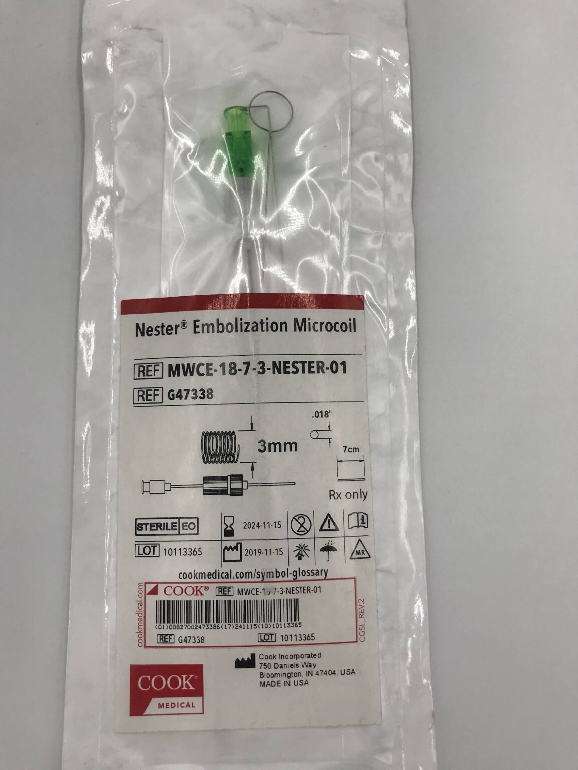 COOK G47338 Nester Embolization Microcoil 3mm x 7cm (X) - GB TECH USA