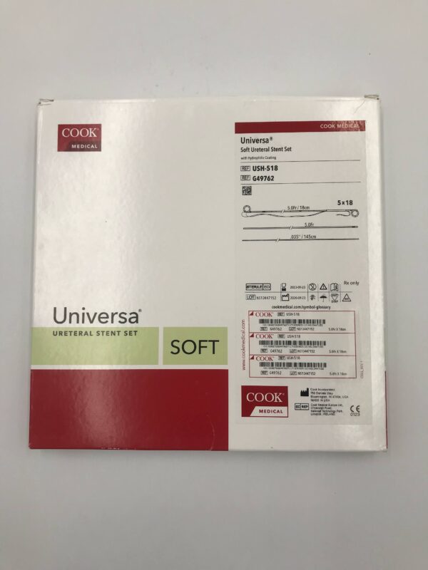 COOK G49762 Universa Soft Ureteral Stent Set with Hydrophilic Coating 5.0Fr/18cm (X)