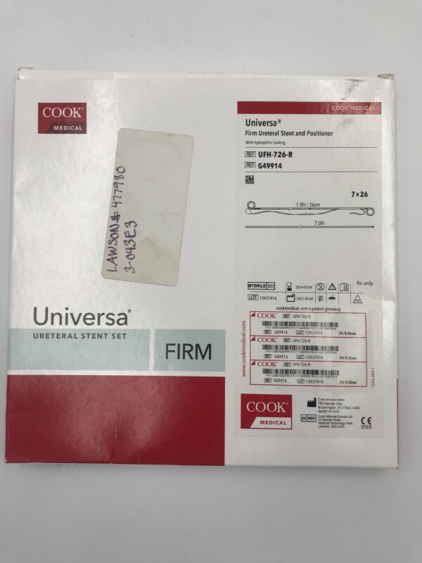 COOK G49914 Universa Firm Ureteral Stent and Positioner with Hydrophilic Coating 7.0Fr/26cm (X)