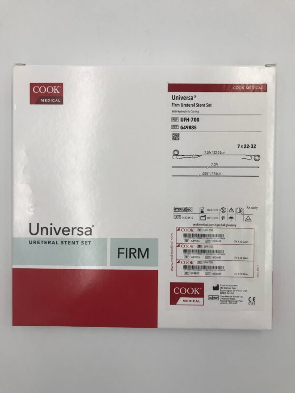 COOK G49885 Universa Firm Ureteral Stent Set with Hydrophilic Coating 7.0Fr/22.32cm (X)