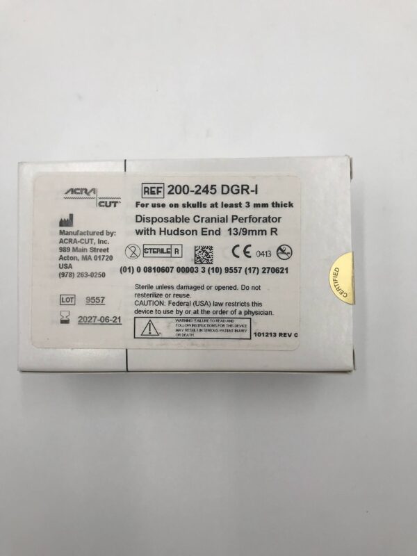 ACRA-CUT 200-245 DGR-I Disposable cranial Perforator with Hudson End 13/9mm R