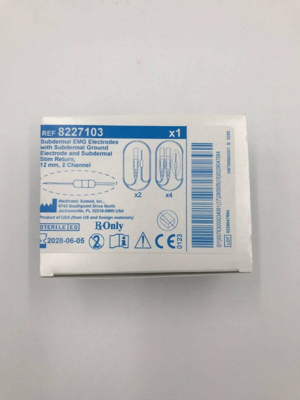 MEDTRONIC 8227103 Subdermal EMG Electrodes with Subdermal Ground Electrode and Subdermal Stim Return 12mm, 2 Channel