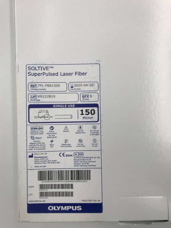 OLYMPUS TFL-FBX150S Soltive SuperPulsed Laser Fiber 150 Micron (5/Box) (X)