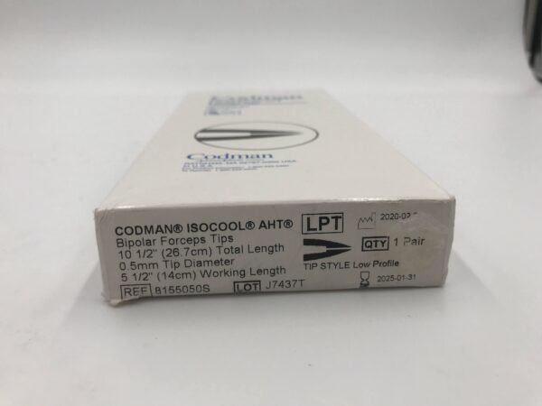 CODMAN 8155050S Isocool AHT Bipolar Forceps Tips 10 1/2" (26.7cm), 0.5mm Tip, 5 1/2" (14cm) (X)