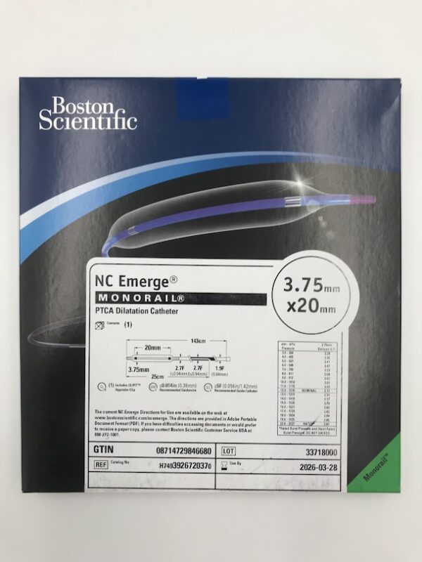 BOSTON SCIENTIFIC 392672037 NC Emerge Monorail PTCA Dilatation Catheter 3.75mm x 20mm