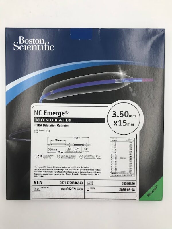 BOSTON SCIENTIFIC 392671535 NC Emerge Monorail PTCA Dilatation Catheter 3.50mm x 15mm