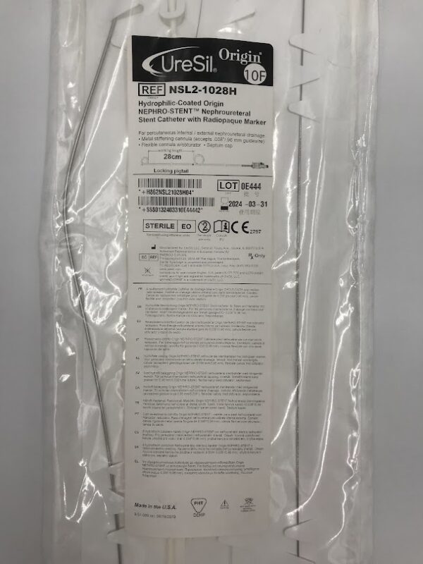 URESIL NSL2-1028H Hydrophilic-Coated Origin NEPHRO-STENT Catheter w/ Radiopaque Marker 10F (X)