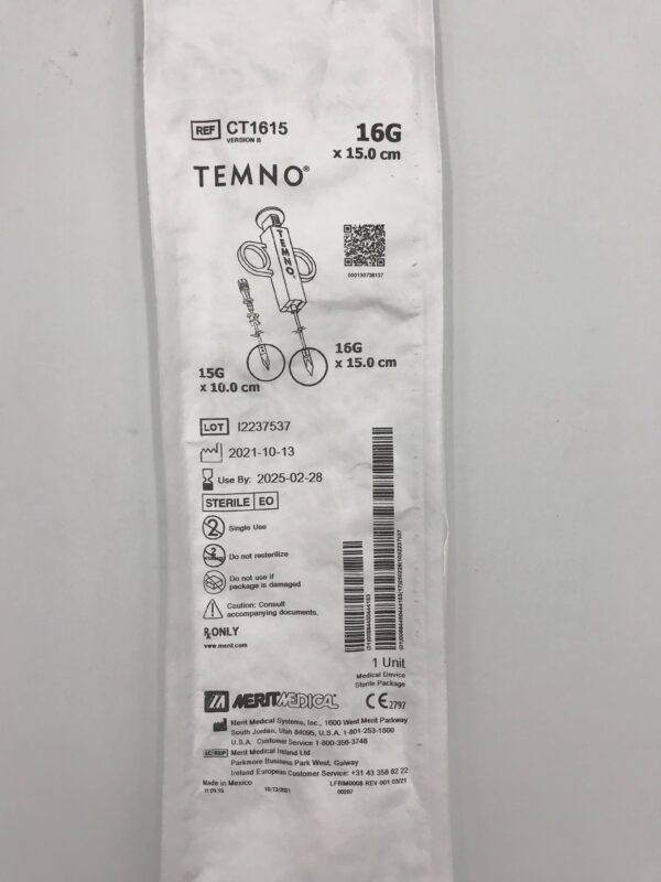 MERIT MEDICAL CT1615 Temno Biopsy Device 15Gx10.0cm, 16G x 15.0cm (X)