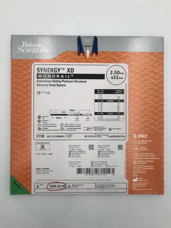 BOSTON SCIENTIFIC 394183225 Synergy XD Monorail Everolimus-Eluting Coronary Stent System 2.50mm x 32mm (X)