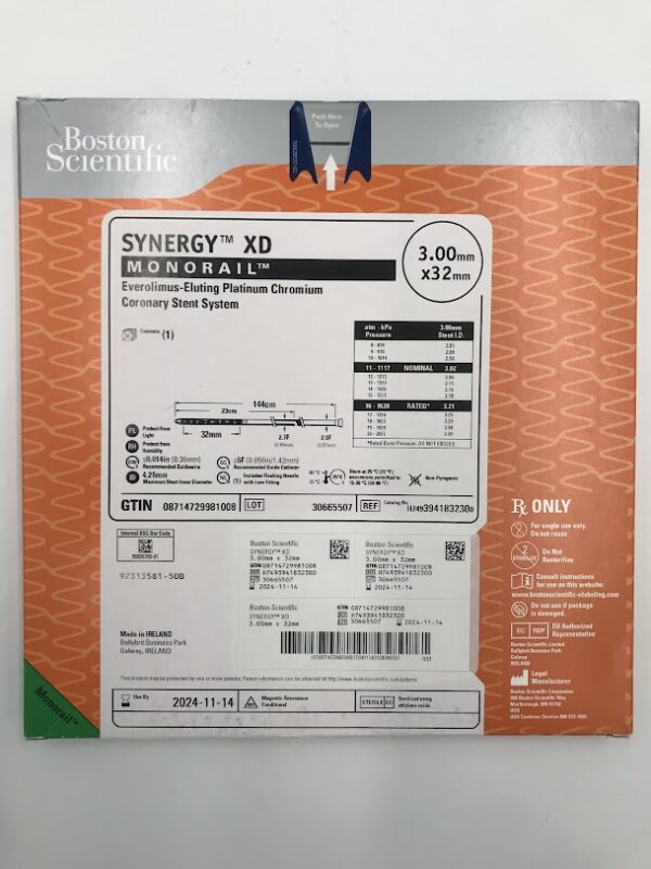 BOSTON SCIENTIFIC 394183230 Synergy XD Monorail Everolimus-Eluting Coronary Stent System 3.0mm x 32mm (X)