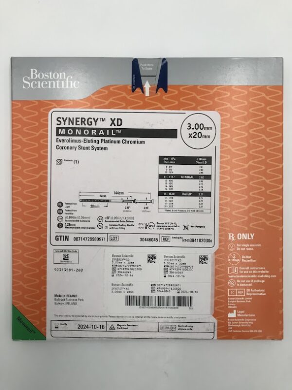 BOSTON SCIENTIFIC 394182030 Synergy XD Monorail Everolimus-Eluting Coronary Stent System 3.00mm x 20mm (X)
