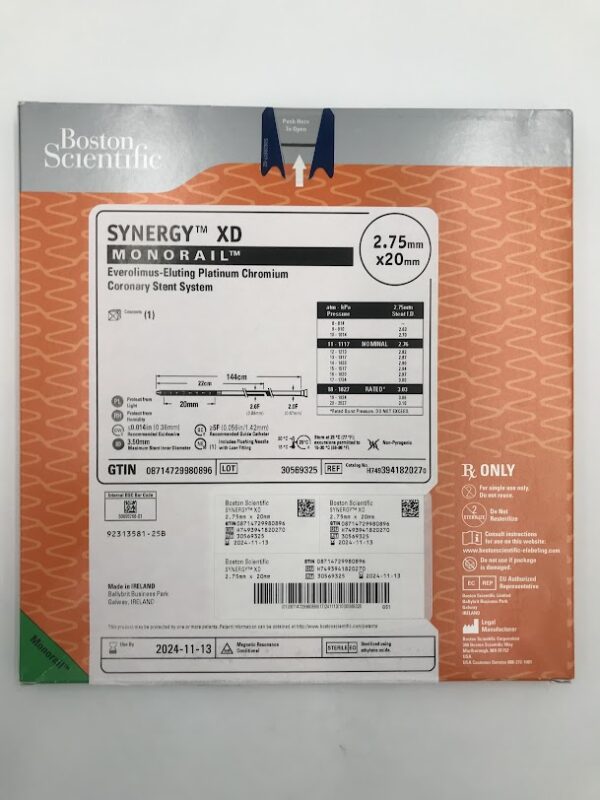 BOSTON SCIENTIFIC 394182027 Synergy XD Monorail Everolimus-Eluting Coronary Stent System 2.75mm x 20mm (X)