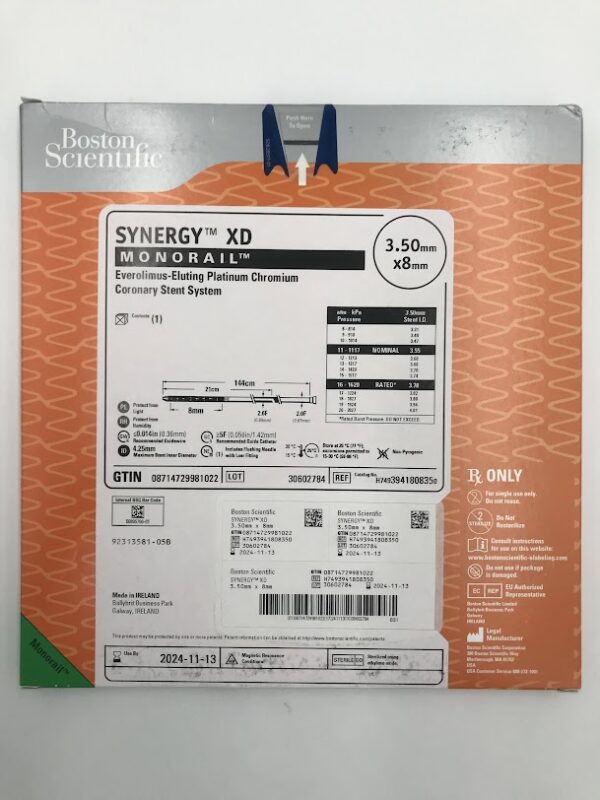 BOSTON SCIENTIFIC 394180835 Synergy XD Monorail Everolimus-Eluting Coronary Stent System 3.50mm x 8mm (X)