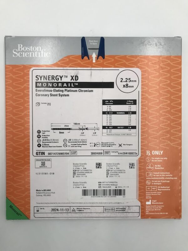 BOSTON SCIENTIFIC 394180822 Synergy XD Monorail Everolimus-Eluting Coronary Stent System 2.5mm x 8mm (X)