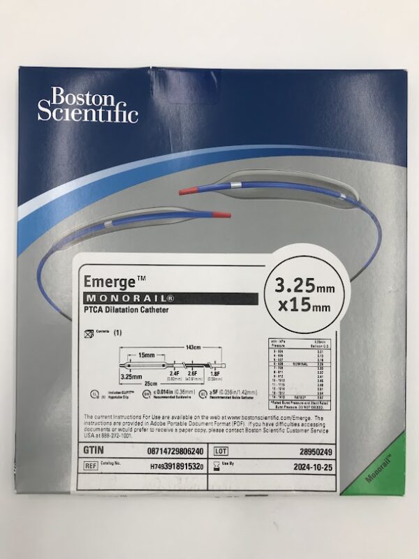 BOSTON SCIENTIFIC 391891532 Emerge Monorail PTCA Dilatation Catheter 3.25mm x 15mm (X)