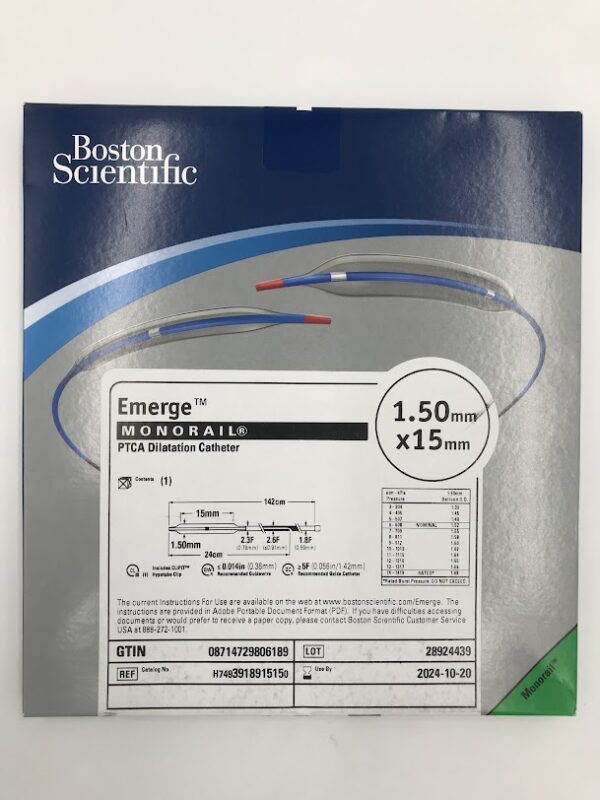BOSTON SCIENTIFIC 391891515 Emerge Monorail PTCA Dilatation Catheter 1.50mm x 15mm (X)