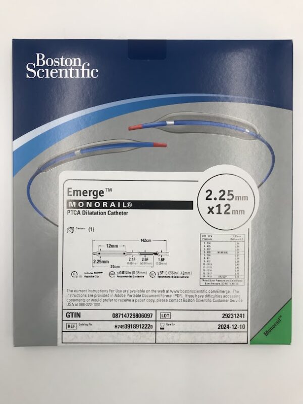 BOSTON SCIENTIFIC 391891222 Emerge Monorail PTCA Dilatation Catheter 2.25mm x 12mm (X)