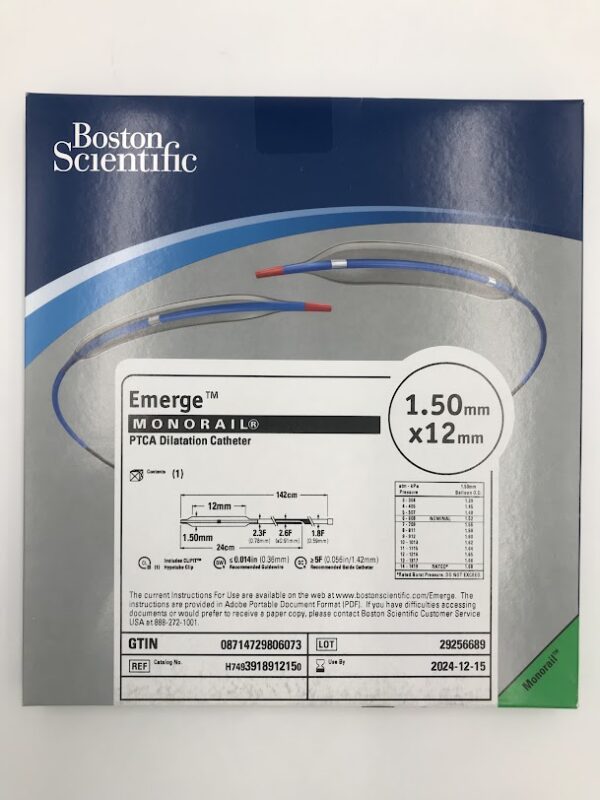 BOSTON SCIENTIFIC 391891215 Emerge Monorail PTCA Dilatation Catheter 1.50mm x 12mm (X)