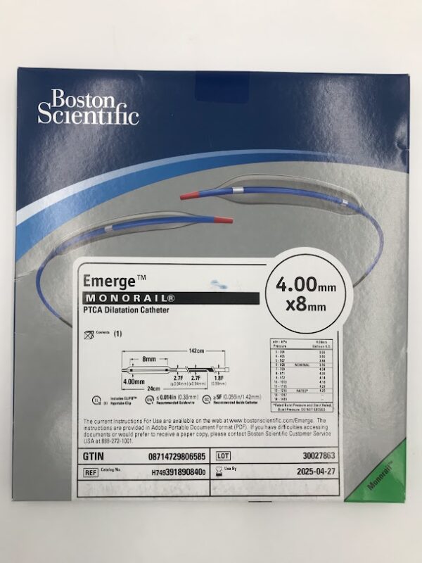 BOSTON SCIENTIFIC 391890840 Emerge Monorail PTCA Dilatation Catheter 4.00mm x 8mm (X)