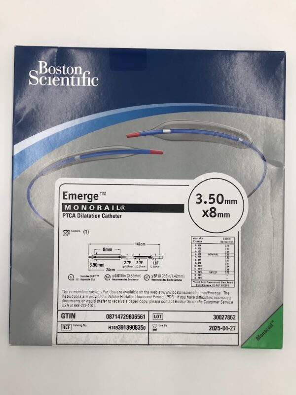 BOSTON SCIENTIFIC 391890835 Emerge Monorail PTCA Dilatation Catheter 3.50mm x 8mm (X)