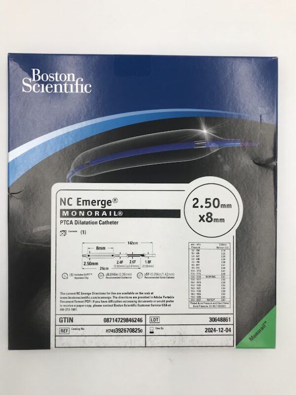 BOSTON SCIENTIFIC 392670825 NC Emerge Monorail PTCA Dilatation Catheter 2.50mm x 8mm (X)