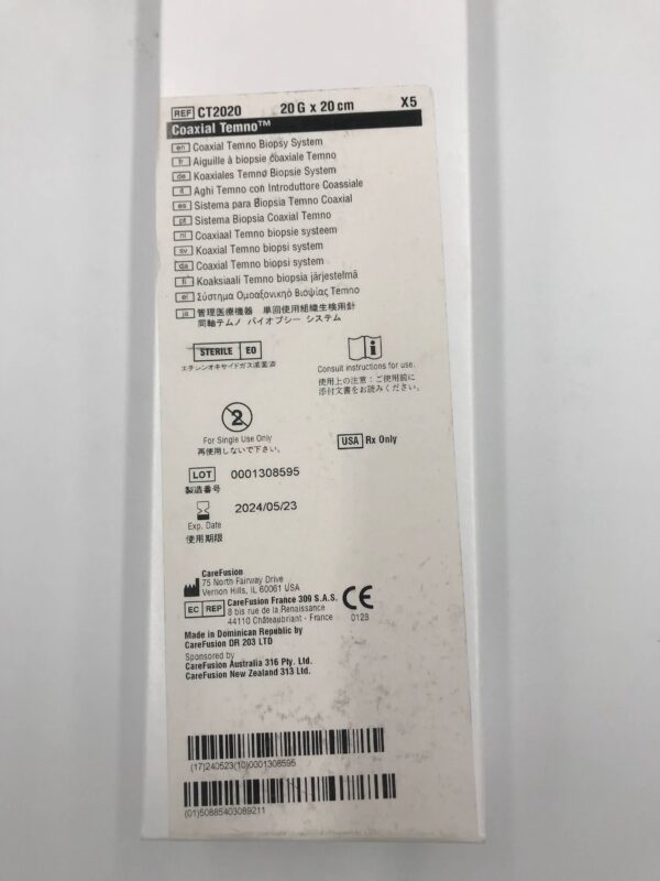 CAREFUSION CT2020 Temno Coaxial Biopsy System 20G x 20cm (5/Box) (X)