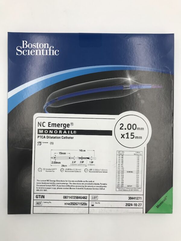 BOSTON SCIENTIFIC 392671520 NC Emerge Monorail PTCA Dilatation Catheter 2.00mm x 15mm (X)