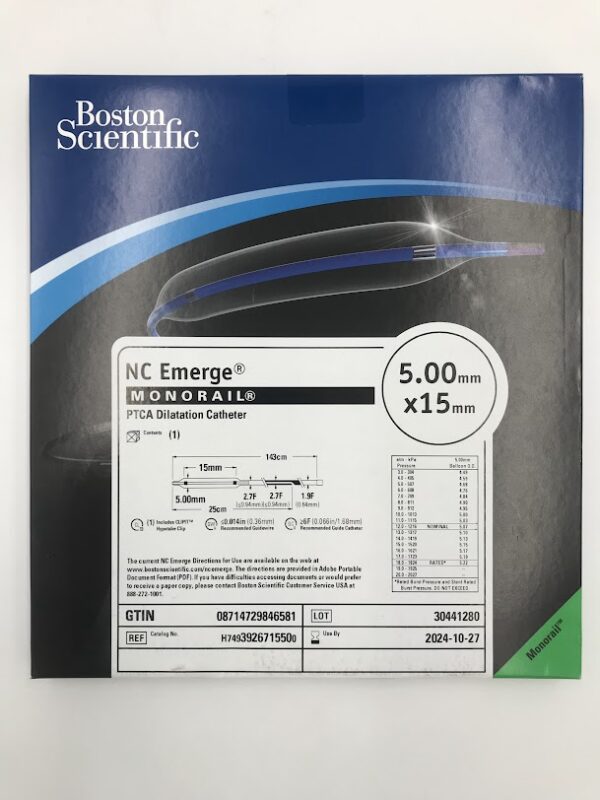 BOSTON SCIENTIFIC 392671550 NC Emerge Monorail PTCA Dilatation Catheter 5.00mm x 15mm (X)