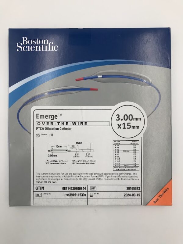 BOSTON SCIENTIFIC 391911530 Emerge Over-the-Wire PTCA Dilatation Catheter 3.00mm x 15mm (X)