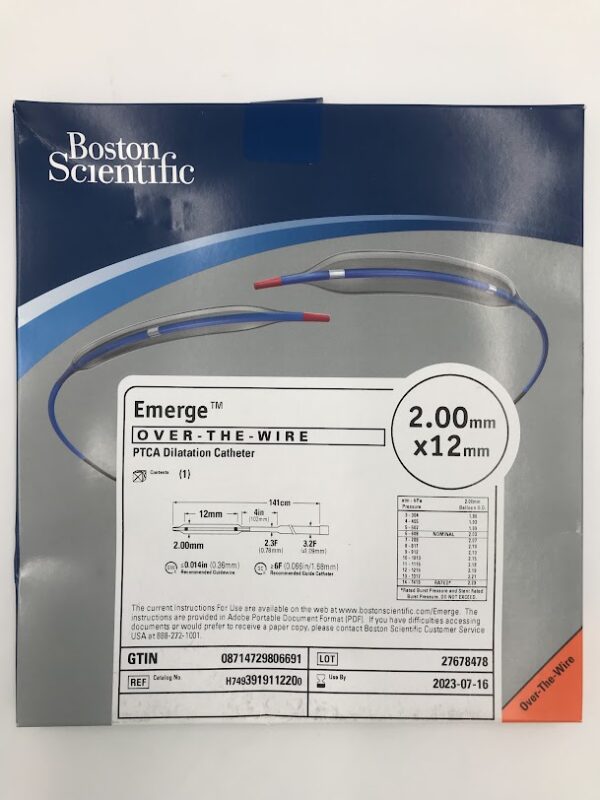BOSTON SCIENTIFIC 391911220 Emerge Over-the-Wire PTCA Dilatation Catheter 2.00mm x 12mm (X)