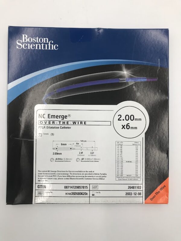 BOSTON SCIENTIFIC 392680620 NC Emerge Over-the-Wire PTCA Dilatation Catheter 2.00mm x 6mm (X)
