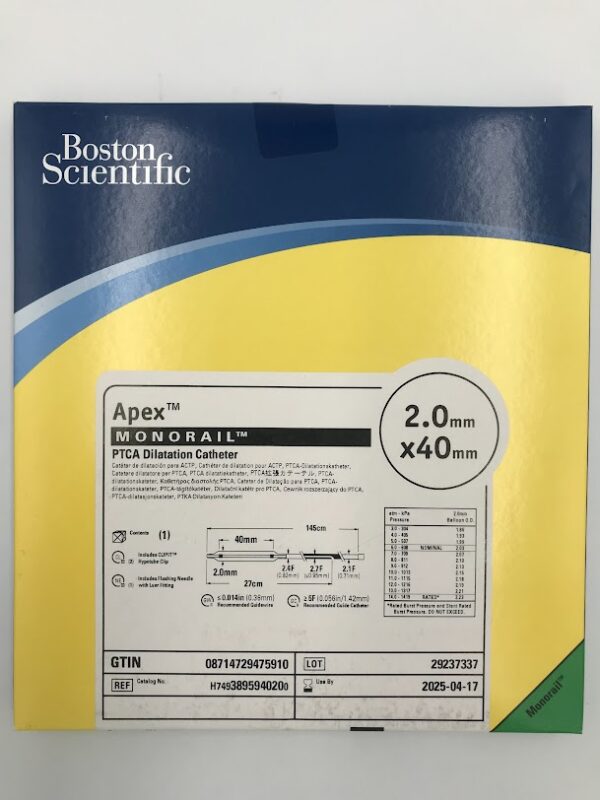 BOSTON SCIENTIFIC 389594020 Apex Monorail PTCA Dilatation Catheter 2.0mm x 40mm (X)