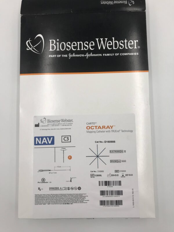 BIOSENSE WEBSTER D160906 Carto Octaray Mapping Catheter with TRUEref Technology Nav C3 8F, 52 Electrodes, F Curve, 113cm, 3-3-3-3-3 Spacing