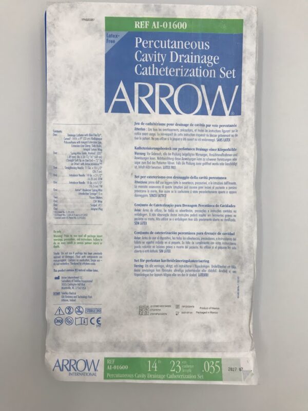 ARROW AI-01600 Percutaneous Cavity Drainage Catherization Set 14Fr 23cm .035