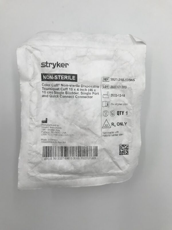 STRYKER 5921-218-135NS Color Cuff Non-Sterile Disposable Tourniquet Cuff Single Port 18in x 4in