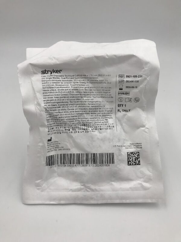 STRYKER 5921-109-235 Color Cuff Disposable Tourniquet Cuff Dual Port 9.0in x 1.75in
