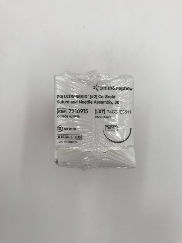 SMITH & NEPHEW 7210915 UltraBraid #2 Co-Braid Suture and Needle Assembly, 38in (10/Box) (X)