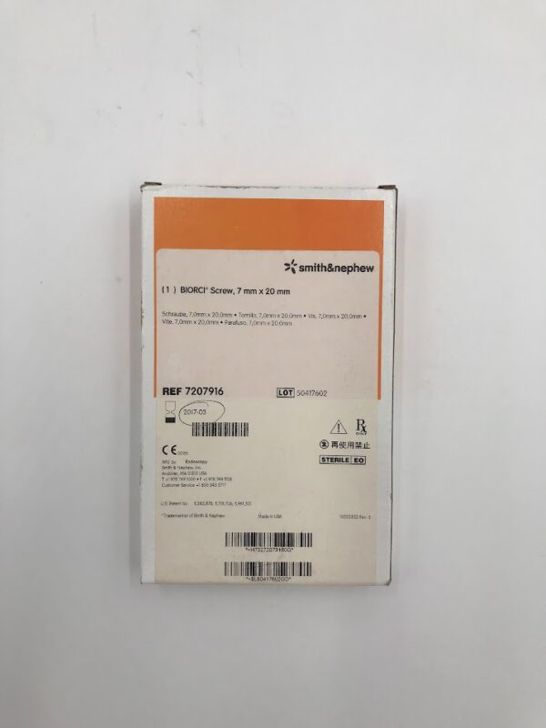 SMITH & NEPHEW 7207916 Biorci Screw 7mm x 20mm (X)