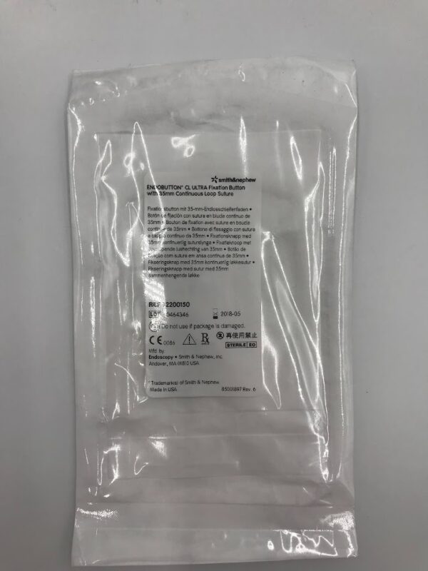 SMITH & NEPHEW 72200150 EndoButton CL Ultra Fixation Button w/ 35mm Continuous Loop Suture (X)