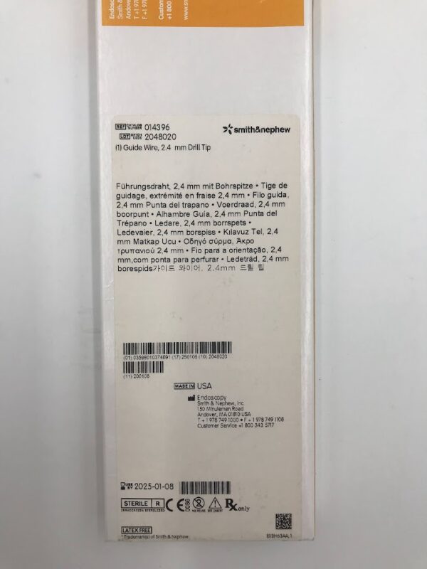 SMITH & NEPHEW 014396 Guide Wire Drill Tip 2.4mm (X)