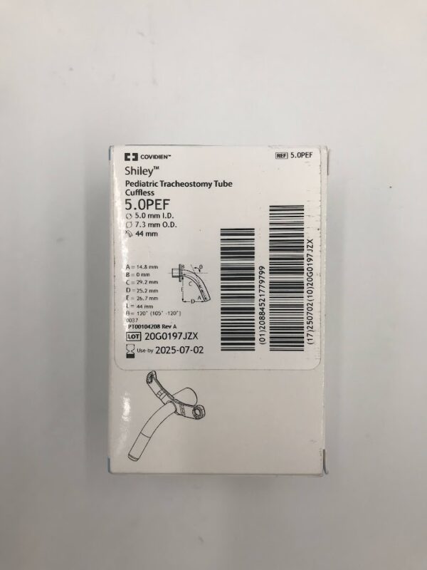 COVIDIEN 5.0PEF Shiley Pediatric Tracheostomy Tube Cuffless5.0mm I.D. (X)