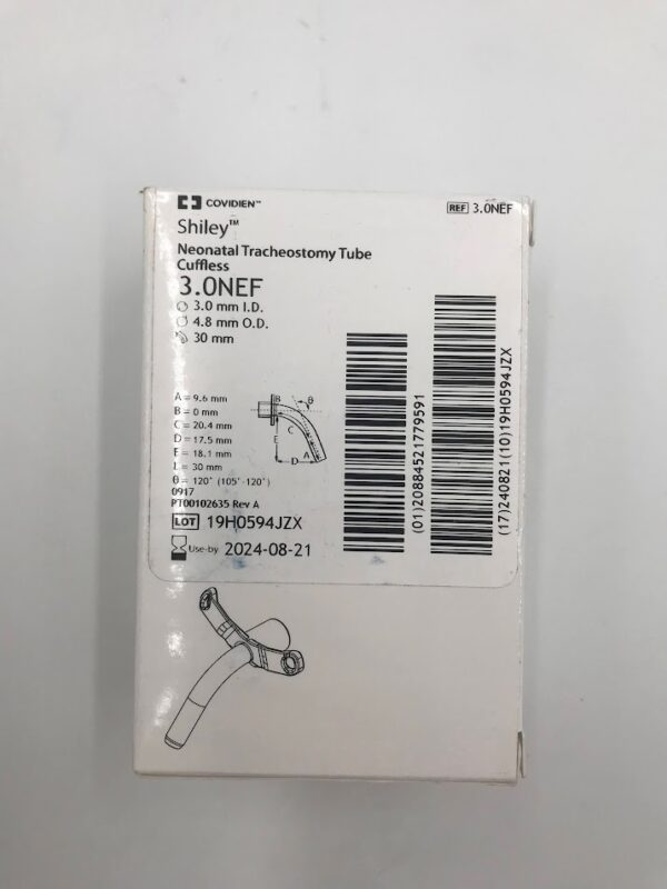 COVIDIEN 3.0NEF Shiley Neonatal Tracheostomy Tube Cuffless 3.0mm I.D. (X)