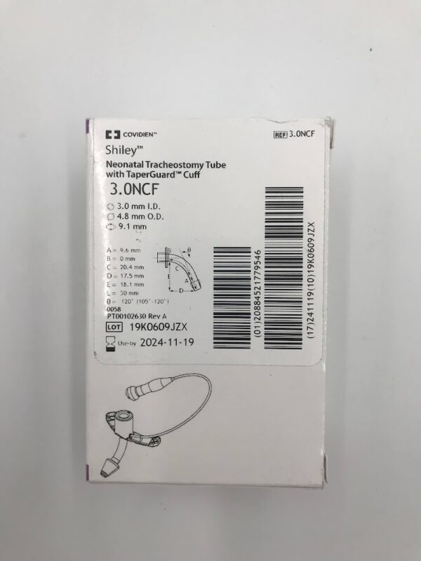 COVIDIEN 3.0NCF Shiley Neonatal Tracheostomy Tube w/ TaperGuard Cuff 3.0mm I.D. (X)