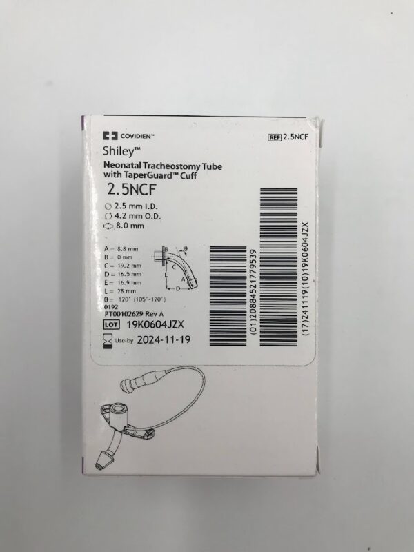 COVIDIEN 2.5NCF Shiley Neonatal Tracheostomy Tube w/ TaperGuard Cuff 2.5mm I.D. (X)