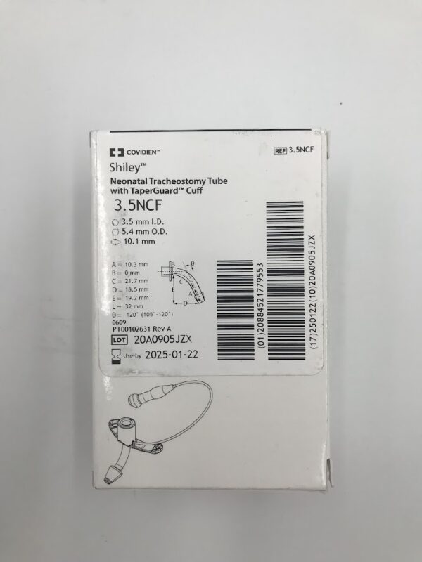 COVIDIEN 3.5NCF Shiley Neonatal Tracheostomy Tube w/ TaperGuard Cuff 3.5mm I.D. x 5.4mm O.D. (X)