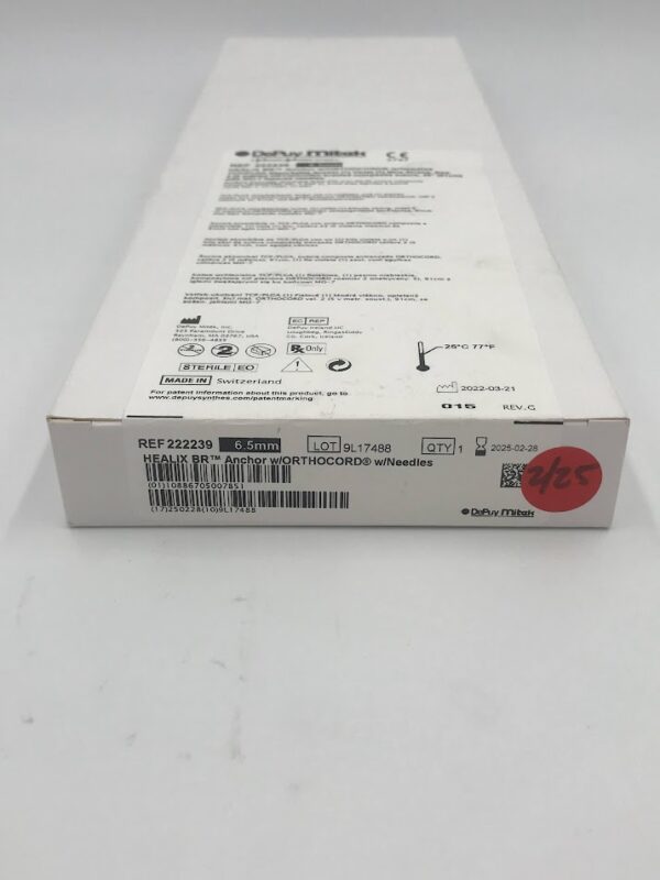 DEPUY 222239 Mitek Healix BR Anchor w/ Orthocord w/ Needles 6.5mm (X)