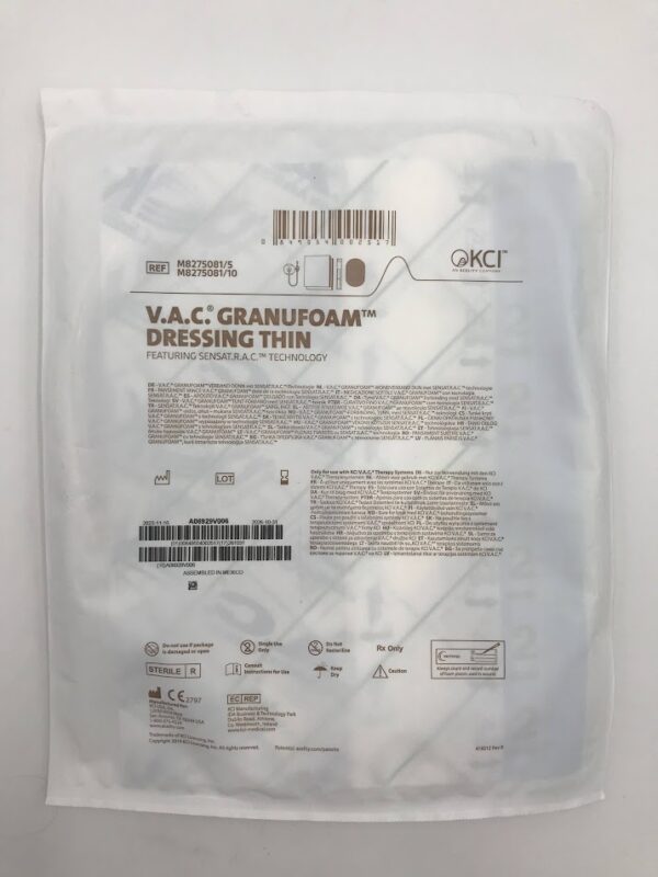 KCI M8275081/5 V.A.C. Granufoam Dressing Thin w/ Sensat .R.A.C. Technology