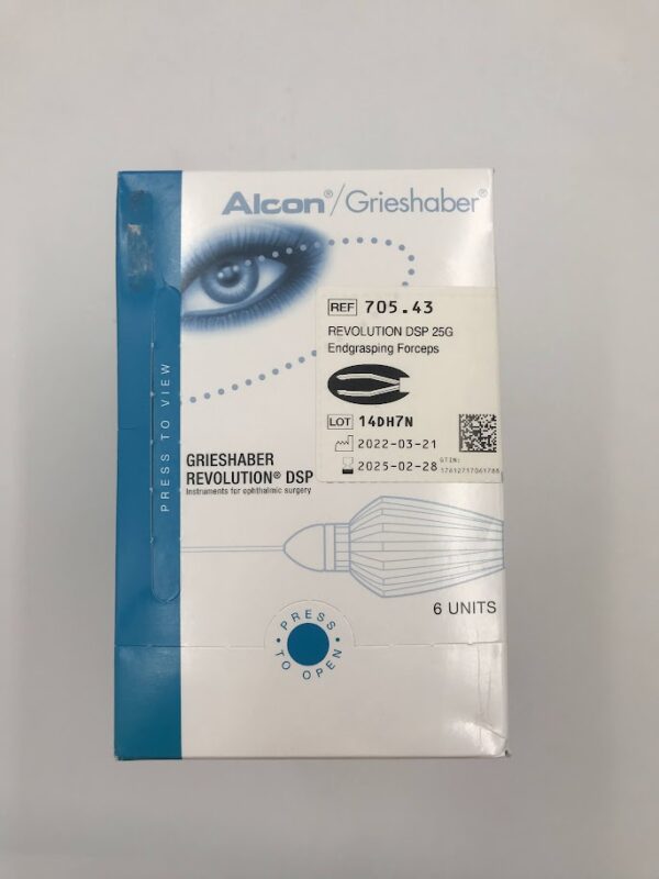 ALCON 705.43 Grieshaber Revolution DSP End Grasping Forceps, 25Ga (6/Box) (X)