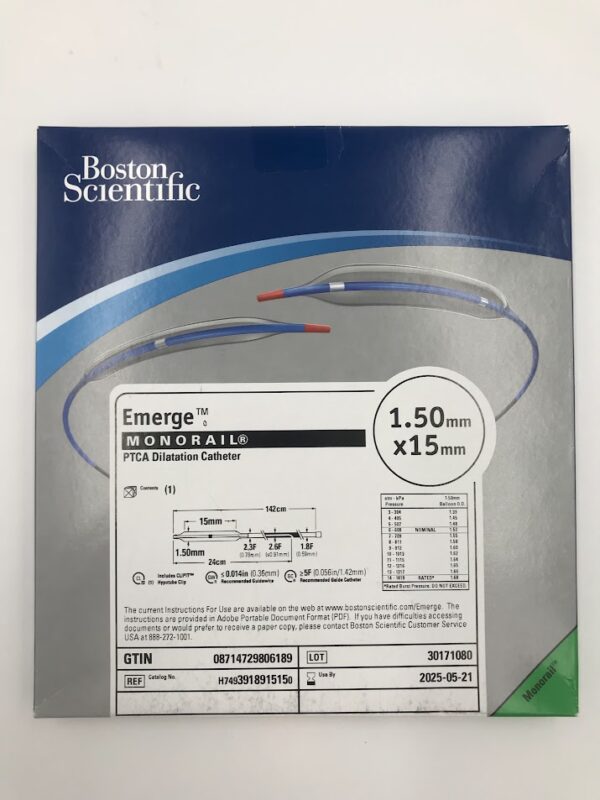 BOSTON SCIENTIFIC 391891515 Emerge Monorail PTCA Dilatation Catheter 1.50mm x 15mm (X)